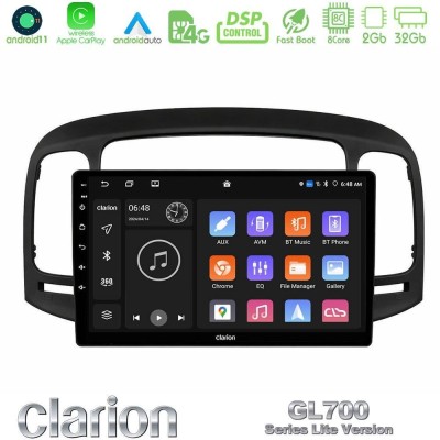 Clarion GL700 Lite Series 8Core Android11 2+32GB Hyundai Accent 2006-2011 Navigation Multimedia Tablet 9