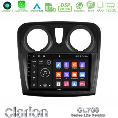 Clarion GL700 Lite Series 8Core Android11 6+128GB Dacia Dokker 2014-2021 Navigation Multimedia Tablet 9
