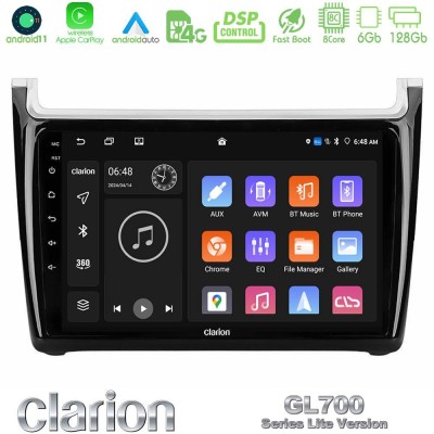 Clarion GL700 Lite Series 8Core Android11 6+128GB Vw Polo 2014-2017 Navigation Multimedia Tablet 9