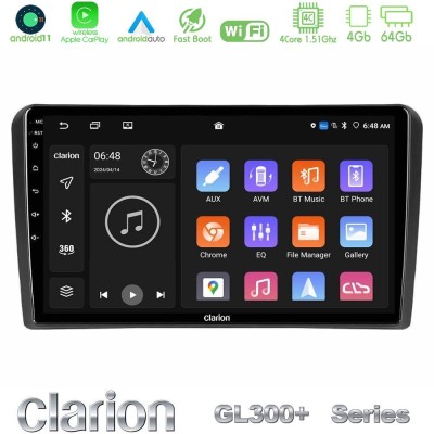 Clarion GL300+ Series 4Core Android11 4+64GB  Audi A3 8P Navigation Multimedia Tablet 9