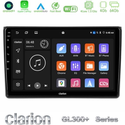 Clarion GL300+ Series 4Core Android11 4+64GB  Audi A4 B7 Navigation Multimedia Tablet 9