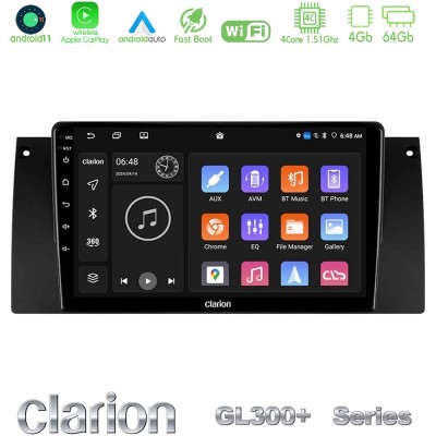 Clarion GL300+ Series 4Core Android11 4+64GB  BMW 5 Series  (E39) / X5 (E53) Navigation Multimedia Tablet 9
