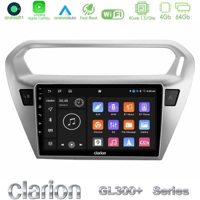 Clarion GL300+ Series 4Core Android11 4+64GB  Citroën C-Elysée / Peugeot 301 Navigation Multimedia Tablet 9