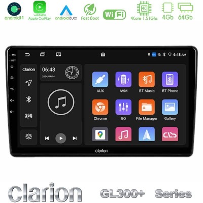 Clarion GL300+ Series 4Core Android11 4+64GB  Peugeot Partner / Citroën Berlingo 2008-2018 Navigation Multimedia Tablet 9