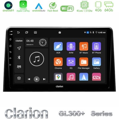 Clarion GL300+ Series 4Core Android11 4+64GB  Peugeot Partner / Citroën Berlingo 2020-> Navigation Multimedia Tablet 10