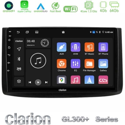 Clarion GL300+ Series 4Core Android11 4+64GB  Chevrolet Aveo 2006-2010 Navigation Multimedia Tablet 9