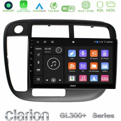 Clarion GL300+ Series 4Core Android11 4+64GB Honda Civic 1995-2001 Navigation Multimedia Tablet 9