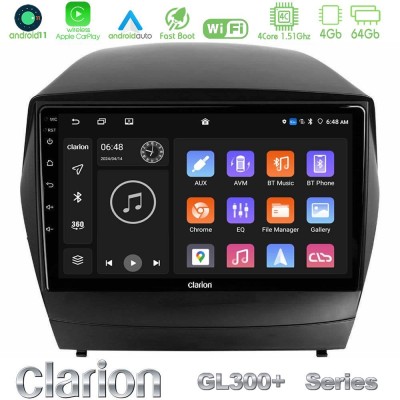 Clarion GL300+ Series 4Core Android11 4+64GB  Hyundai IX35 Auto A/C Navigation Multimedia Tablet 9