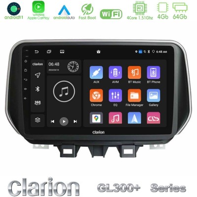 Clarion GL300+ Series 4Core Android11 4+64GB  Hyundai Tucson 2019-> Navigation Multimedia Tablet 9