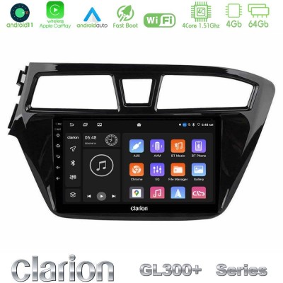 Clarion GL300+ Series 4Core Android11 4+64GB  Hyundai i20 2014-2018 Navigation Multimedia Tablet 9