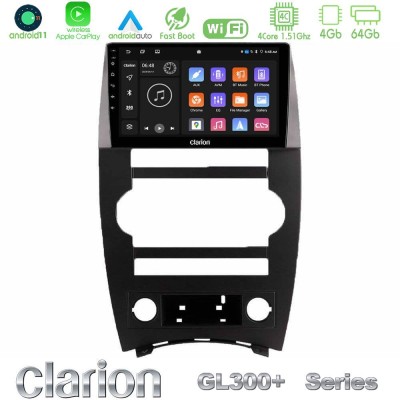 Clarion GL300+ Series 4Core Android11 4+64GB  Jeep Commander 2007-2008 Navigation Multimedia Tablet 9