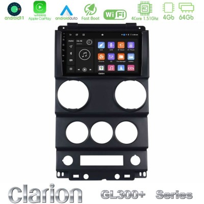 Clarion GL300+ Series 4Core Android11 4+64GB  Jeep Wrangler 2Door 2008-2010 Navigation Multimedia Tablet 9