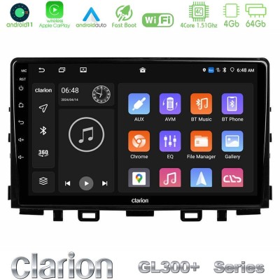 Clarion GL300+ Series 4Core Android11 4+64GB  Kia Stonic Navigation Multimedia Tablet 9