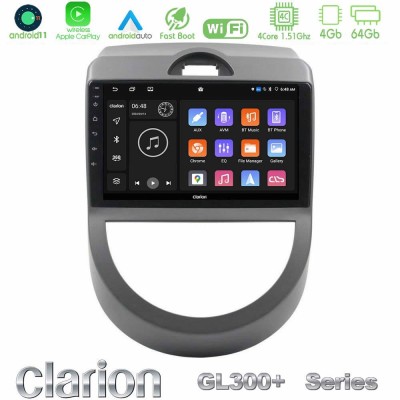 Clarion GL300+ Series 4Core Android11 4+64GB Kia Soul 2009-2011 Navigation Multimedia Tablet 9