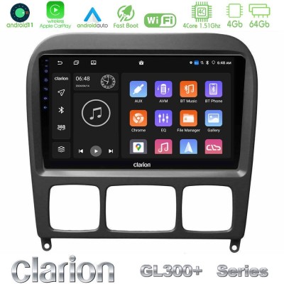 Clarion GL300+ Series 4Core Android11 4+64GB  Mercedes S Class 1999-2004 (W220) Navigation Multimedia Tablet 9
