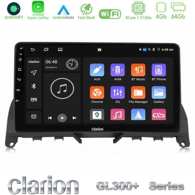 Clarion GL300+ Series 4Core Android11 4+64GB  Mercedes C Class W204 Navigation Multimedia Tablet 9