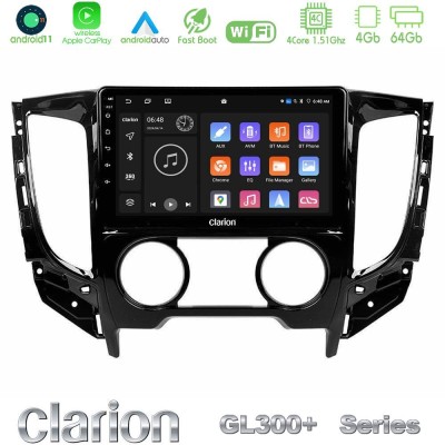 Clarion GL300+ Series 4Core Android11 4+64GB  Mitsubishi L200 2016-> amp; Fiat Fullback (Manual A/C) Navigation Multimedia Tablet 9