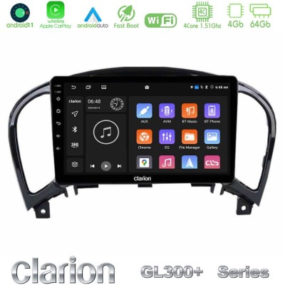 Clarion GL300+ Series 4Core Android11 4+64GB  Nissan Juke Navigation Multimedia Tablet 9