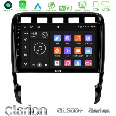 Clarion GL300+ Series 4Core Android11 4+64GB  Porsche Cayenne 2003-2010 Navigation Multimedia Tablet 9