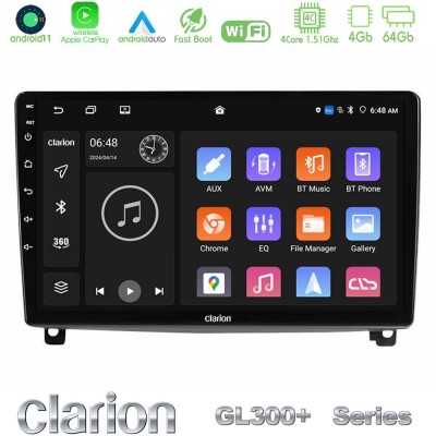 Clarion GL300+ Series 4Core Android11 4+64GB  Peugeot 407 Navigation Multimedia Tablet 9