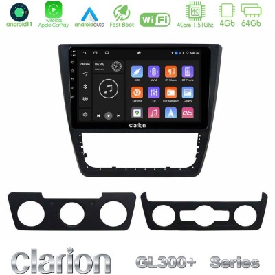 Clarion GL300+ Series 4Core Android11 4+64GB  Skoda Yeti 2009-> Navigation Multimedia Tablet 10