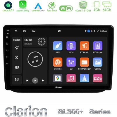 Clarion GL300+ Series 4Core Android11 4+64GB  Skoda Fabia 2007-2014 Navigation Multimedia Tablet 10