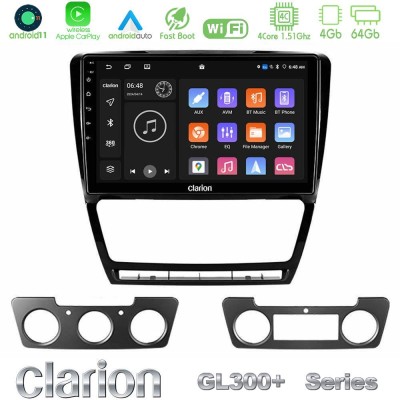 Clarion GL300+ Series 4Core Android11 4+64GB  Skoda Octavia 5 Navigation Multimedia Tablet 10