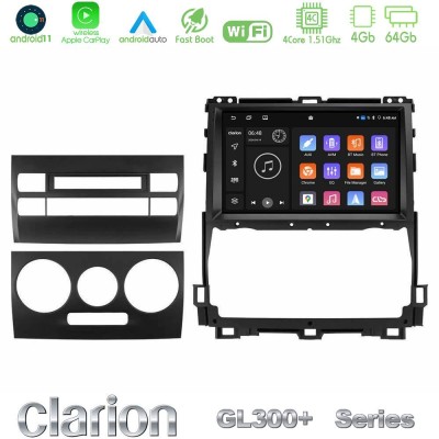 Clarion GL300+ Series 4Core Android11 4+64GB  Toyota Land Cruiser J120 2002-2009 Navigation Multimedia Tablet 9