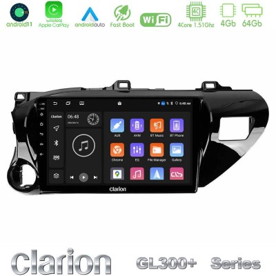 Clarion GL300+ Series 4Core Android11 4+64GB  Toyota Hilux 2017-2021 Navigation Multimedia Tablet 10