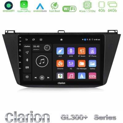 Clarion GL300+ Series 4Core Android11 4+64GB  Vw Tiguan 2016-2022 Navigation Multimedia Tablet 10