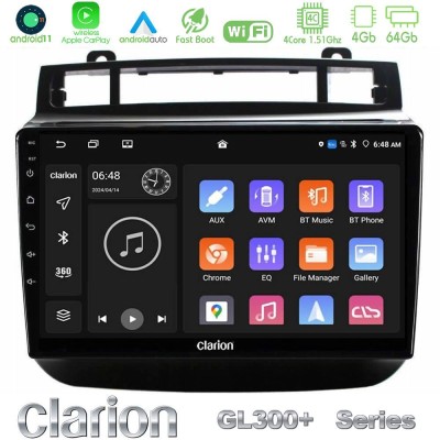 Clarion GL300+ Series 4Core Android11 4+64GB VW Touareg 2011-2018 Navigation Multimedia Tablet 9