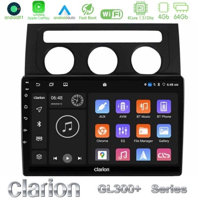 Clarion GL300+ Series 4Core Android11 4+64GB     VW Touran 2003-2011 Navigation Multimedia Tablet 10