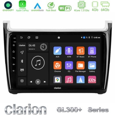 Clarion GL300+ Series 4Core Android11 4+64GB  Vw Polo Navigation Multimedia Tablet 9