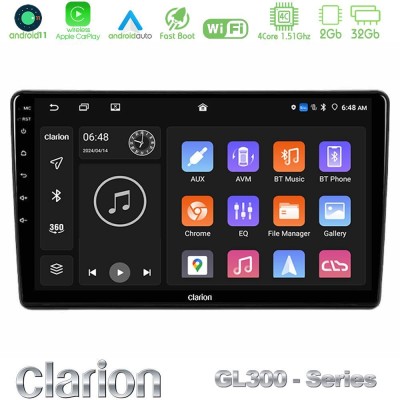 Clarion GL300 Series 4Core Android11 2+32GB Peugeot Partner / Citroen Berlingo 2008-2018 Navigation Multimedia Tablet 9