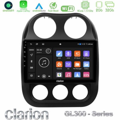 Clarion GL300 Series 4Core Android11 2+32GB Jeep Compass 2012-2016 Navigation Multimedia Tablet 10