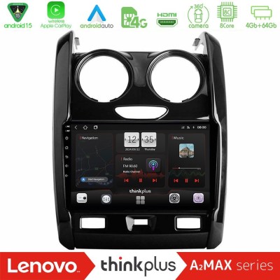 Lenovo Thinkplus A2MAX Series 8Core Android15 4+64GB  Dacia Duster 2014-2018 Navigation Multimedia Tablet 9