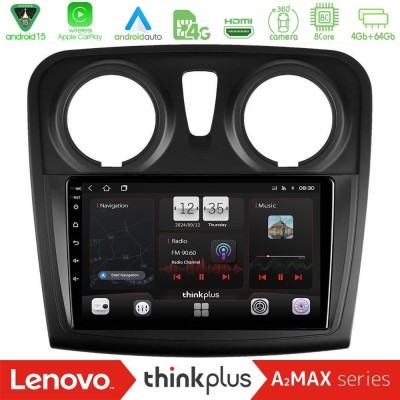 Lenovo Thinkplus A2MAX Series 8Core Android15 4+64GB  Dacia Sandero 2014-2020 Navigation Multimedia Tablet 9
