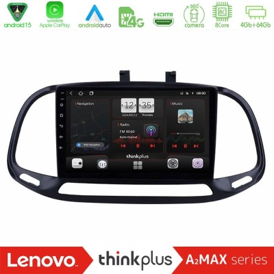 Lenovo Thinkplus A2MAX Series 8Core Android15 4+64GB  Fiat Doblo 2015-2022 Navigation Multimedia Tablet 9