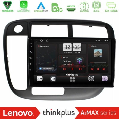 Lenovo Thinkplus A2MAX Series 8Core Android15 4+64GB Honda Civic 1995-2001 Navigation Multimedia Tablet 9