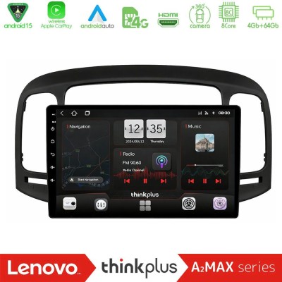 Lenovo Thinkplus A2MAX Series 8Core Android15 4+64GB  Hyundai Accent 2006-2011 Navigation Multimedia Tablet 9