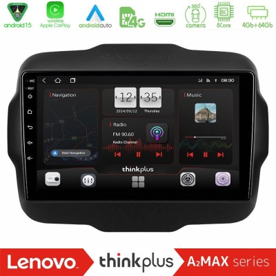 Lenovo Thinkplus A2MAX Series 8Core Android15 4+64GB  Jeep Renegade 2015-2019 Navigation Multimedia Tablet 9