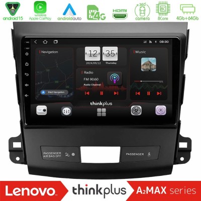 Lenovo Thinkplus A2MAX Series 8Core Android15 4+64GB  Mitsubishi Outlander/Citroen C-Crosser/Peugeot 4007 Navigation Multimedia Tablet 9