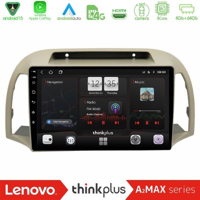 Lenovo Thinkplus A2MAX Series 8Core Android15 4+64GB  Nissan Micra K12 2002-2010 Navigation Multimedia Tablet 9