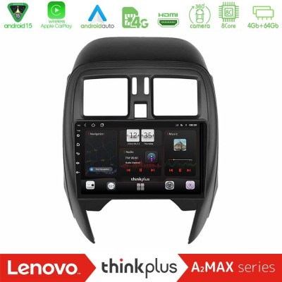 Lenovo Thinkplus A2MAX Series 8Core Android15 4+64GB  Nissan Micra 2013-2016 Navigation Multimedia Tablet 9