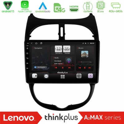 Lenovo Thinkplus A2MAX Series 8Core Android15 4+64GB  Peugeot 206 Navigation Multimedia Tablet 9