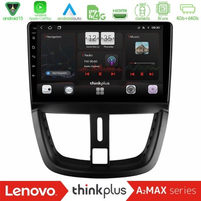 Lenovo Thinkplus A2MAX Series 8Core Android15 4+64GB  Peugeot 207 Navigation Multimedia Tablet 9
