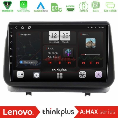 Lenovo Thinkplus A2MAX Series 8Core Android15 4+64GB Renault Clio 2005-2012 Navigation Multimedia Tablet 9