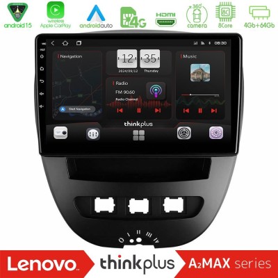 Lenovo Thinkplus A2MAX Series 8Core Android15 4+64GB  Toyota Aygo/Citroen C1/Peugeot 107 Navigation Multimedia Tablet 10