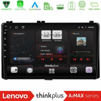 Lenovo Thinkplus A2MAX Series 8Core Android15 4+64GB  Toyota Corolla/Auris 2017-2019  Navigat-ion Multimedia Tablet 9