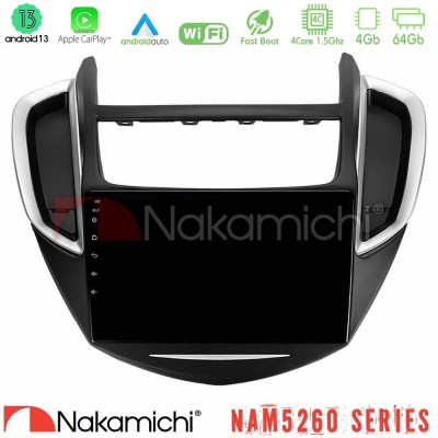Nakamichi NAM5260 Series 4Core Android13 4+64GB Chevrolet Trax 2013-2020 Navigation Multimedia Tablet 9